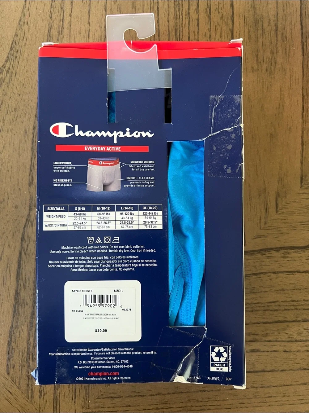 Champion Boys Large 3-Pack Briefs — Black, Neon Yellow, Bright Blue